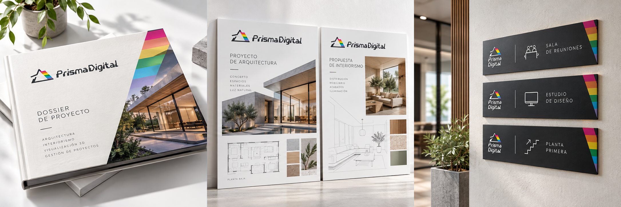 Presentaciones y documentación con una composición cuidada.