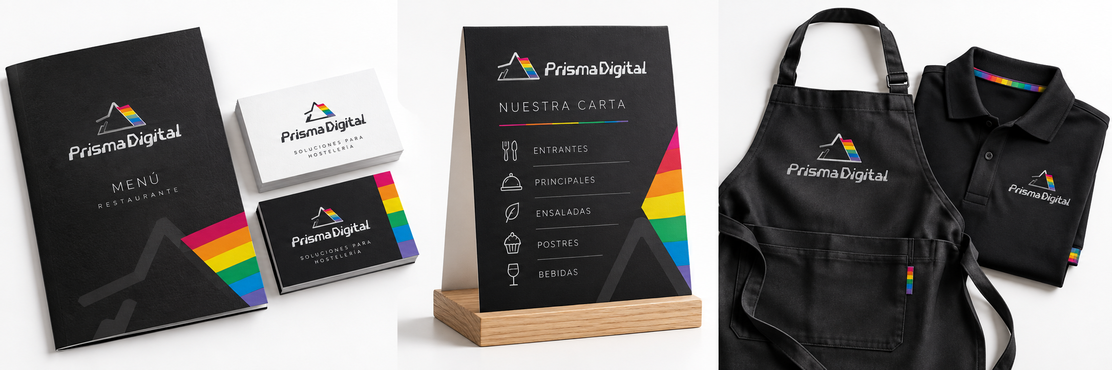 Cartas, menús y tarjetas para un establecimiento de hostelería.